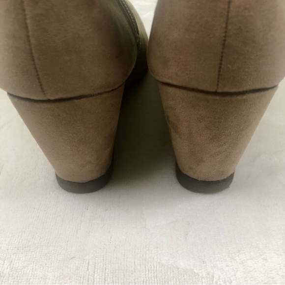 So Wedge Booties Tan Lace Up Zip Up Tweed Sz. 8 - Picture 9 of 11